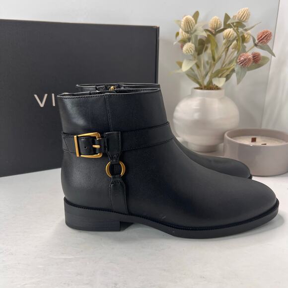Vionic Sibley Leather Comfort Block Heel Ankle Boot Black Women's 8 NWB - Picture 3 of 11